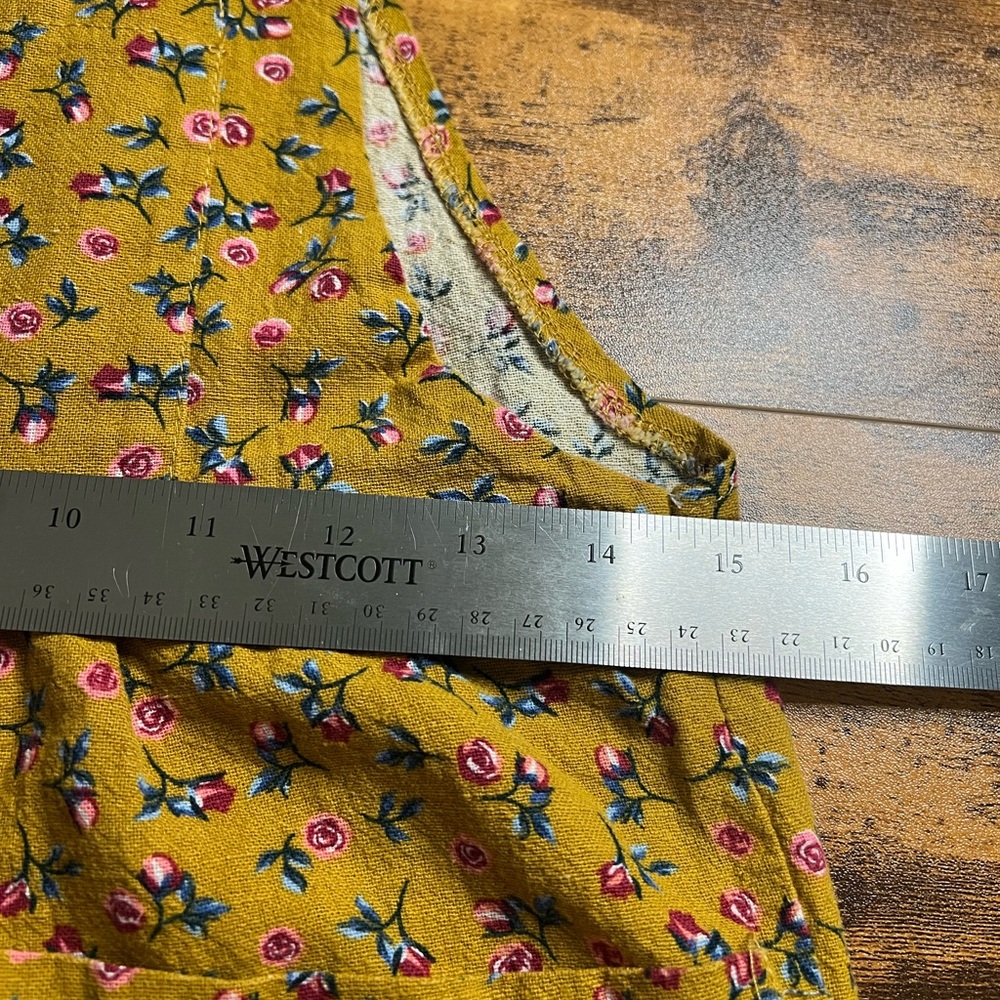 Handmade Floral Print Mustard Yellow Overalls Jumpsuit - Picture 6 of 8